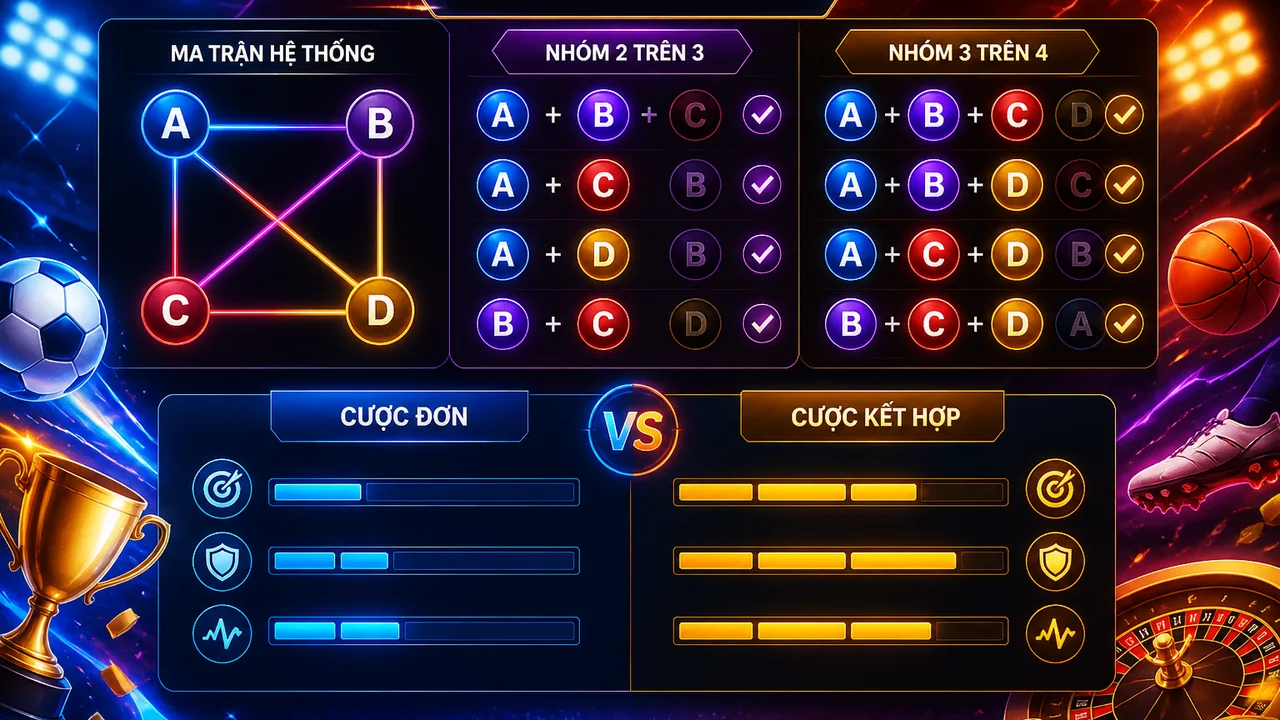 Hiểu cấu trúc tổ hợp: cược hệ thống khác cược kết hợp sin88 như thế nào?